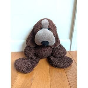 Russ Berrie FLATFOOT Brown Puppy Dog Plush Floppy Pellets Grey 14"